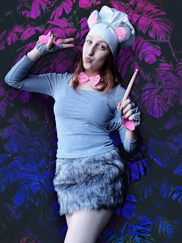 a female employee dressed in a halloween costume
