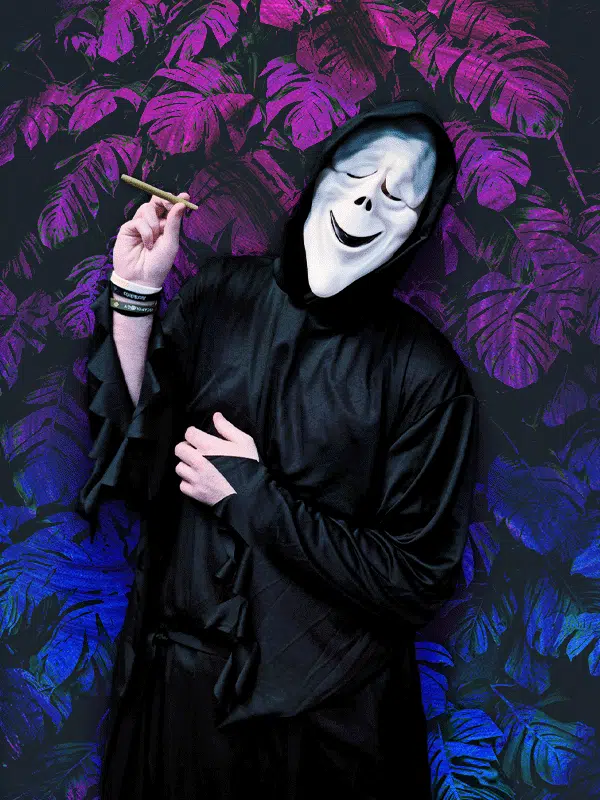 male employee dressed in a halloween costume